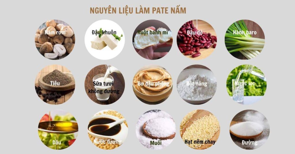 Nguyên liệu làm món pate nấm